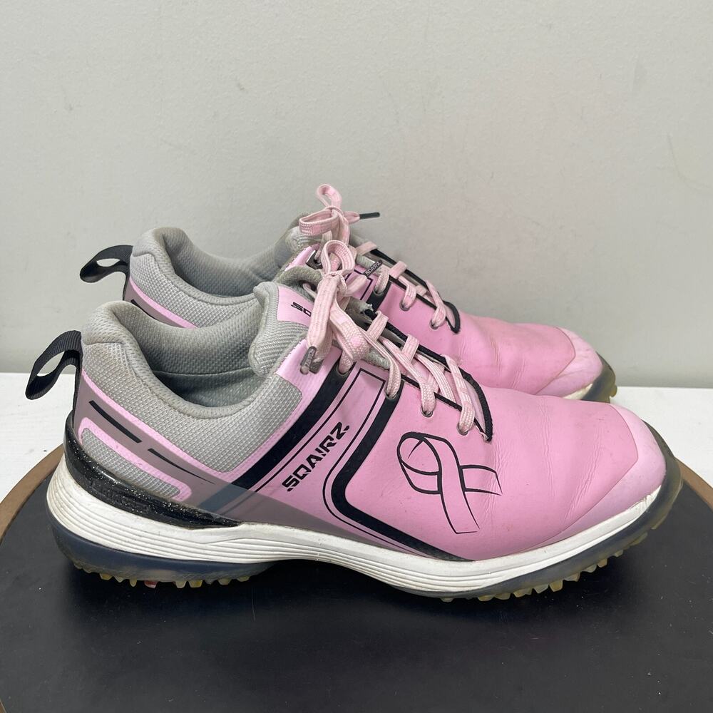 Sqairz Golf Shoes Men 9.5 CANCER‎ Pink Ribbon Edition Spiked Cleats